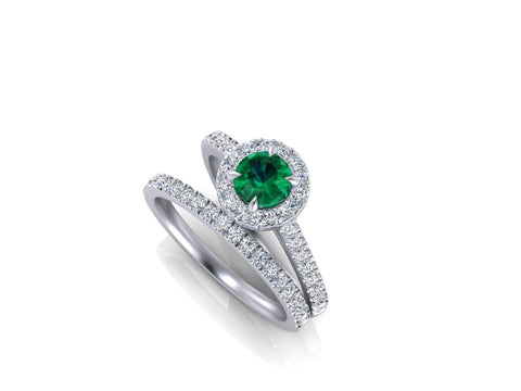 Emerald & Diamond Halo Ring - DuttsonRocks