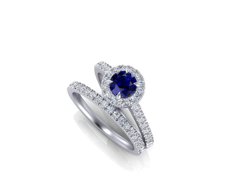 Sapphire & Diamond Halo Ring - DuttsonRocks