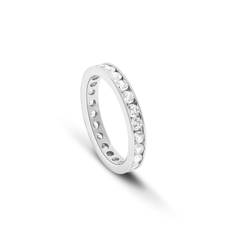 Channel set Diamond Eternity ring set in 18 carat White gold - DuttsonRocks