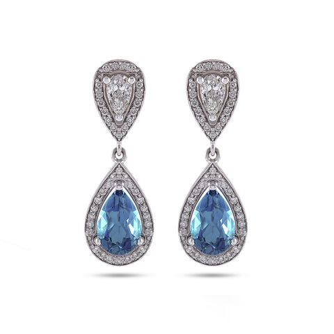 Vintage Style Aquamarine & Diamond Earrings - DuttsonRocks